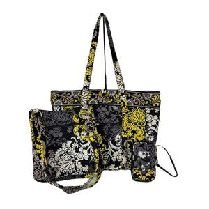 Vera Bradley Retired Baroque 3 LOT Large Laptop Tote, Hipster Crossbody,Wristlet